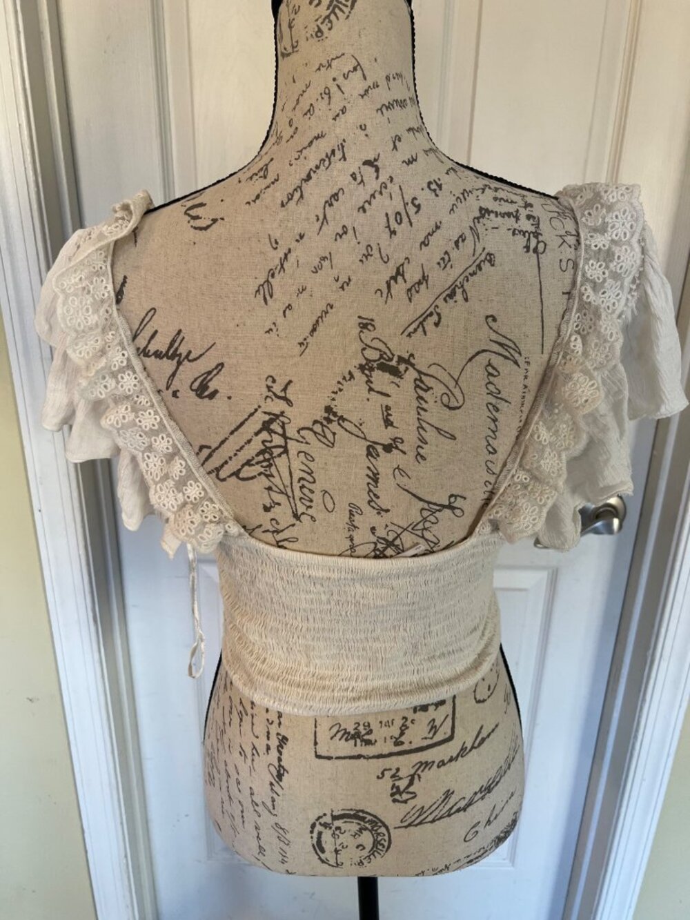Free People Bridget Crop Top Flutter Ruffle Cropped Bohemian Lace Shirt Small - Picture 7 of 11